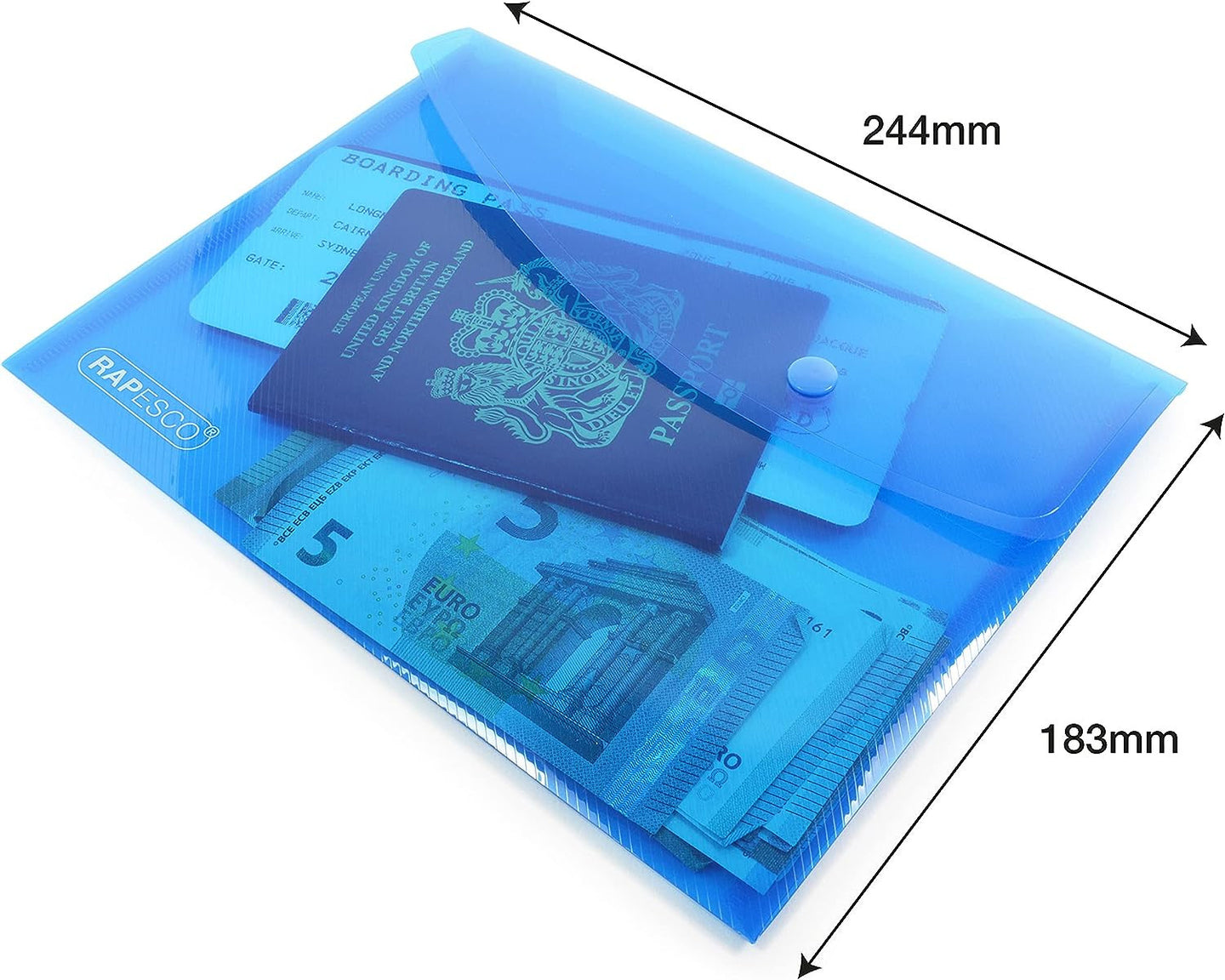Pochettes - Bouton pression - A5 - Semi-transparent - 10 couleurs - Rapesco