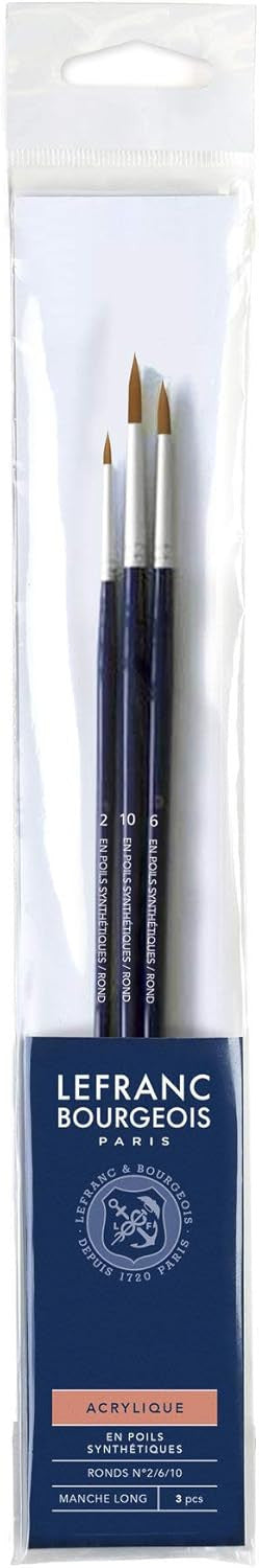 Pinceaux - Rond - Synthétiques - Acrylique - N°2/6/10 - Manche long - Lefranc Bourgeois