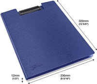 Porte-blocs - A4 - Avec rabats - Bleu - Clip métal - Lot de 4 - Rapesco