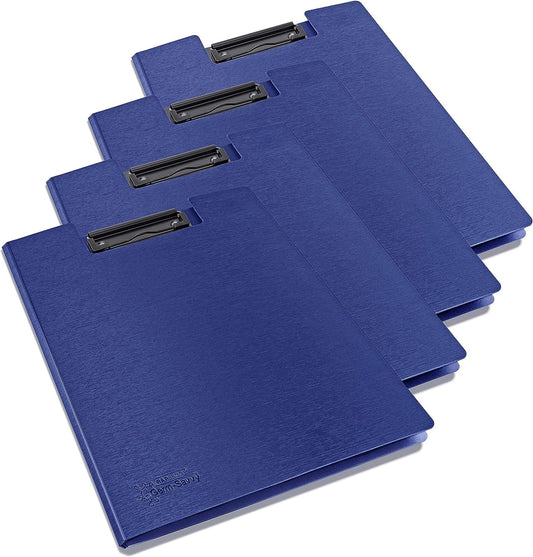 Porte-blocs - A4 - Avec rabats - Bleu - Clip métal - Lot de 4 - Rapesco