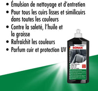 Produit soin du cuir - Cuir lisse - Toutes couleurs - Siège - Voiture - SONAX - 500ml