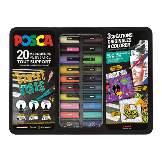 Posca - Mallette - Street Vibes - 20 marqueurs - PC1-1M - PC-3M - PC-5M