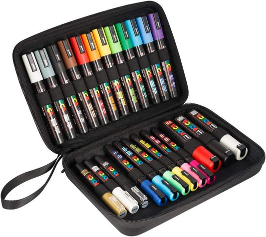 Posca - Mallette de 24 feutres - PC1MC - PC3M - PC5M - PC8K - Assortiment couleur