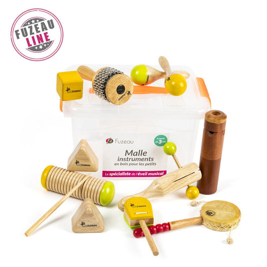 10 instruments de musique - En bois - Pour les enfants dès 3 ans - Mallette