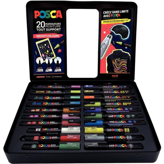 Posca - Mallette - Groovy Colours - 20 marqueurs - PC1-1M - PC-3M - PC-5M