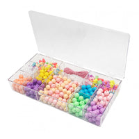 Perles - Rondes - Fantaisie - Couleurs pastel + fil élastique - Boîte de 200g - Bijoux