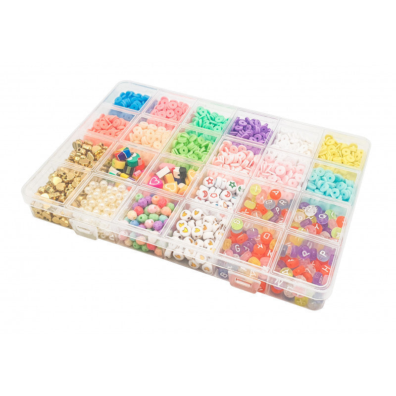 Perles - Heishi - Polymère - Assortiment formes et couleurs - Boîte de 190g - Bijoux