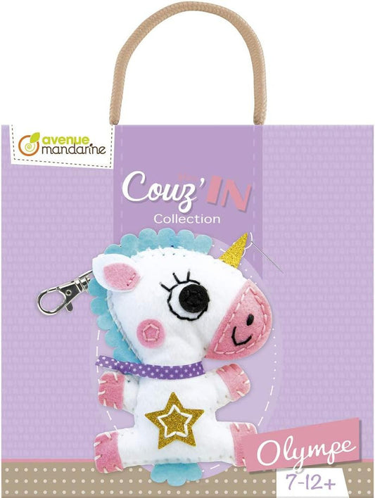 Porte-clé - Figurine en feutrine - A faire soi même - Olympe la licorne - Kit - Mini Couz'in