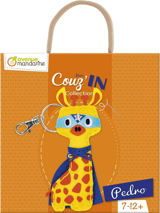 Porte-clé - Figurine en feutrine - A faire soi même - Pédro la girafe - Kit - Mini Couz'in