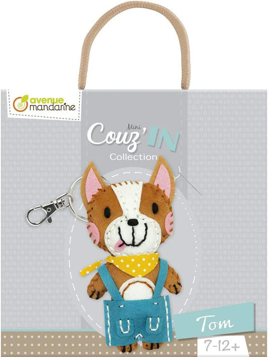 Porte-clé - Figurine en feutrine - A faire soi même - Tom le chien - Kit - Mini Couz'in