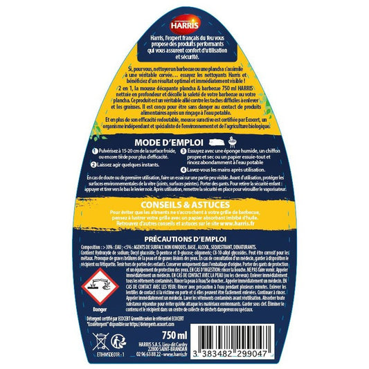 Produit nettoyant pour plancha et barbecue - Ecologique - Harris - 750ml