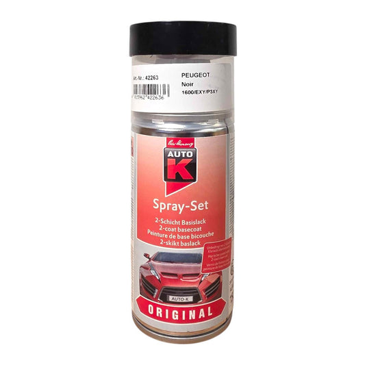 Bombe de peinture pour carrosserie - Peugeot - 1600/EXY/P3XY Noir - 150 ml - Auto K