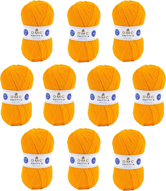 10 pelotes - 100% acrylique - Jaune - 978 - 50g - 140m - DMC - Knitty 4 - Tricot