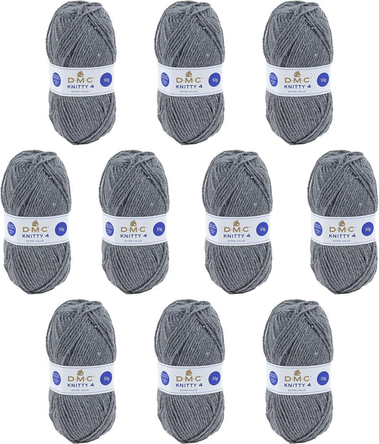 10 pelotes - 100% acrylique - Gris - 838 - 50g - 140m - DMC - Knitty 4 - Tricot