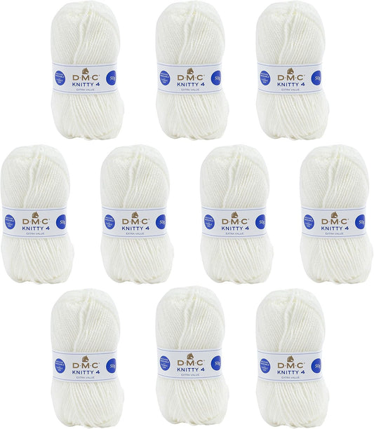 10 pelotes - 100% acrylique - Blanc - 812 - 50g - 140m - DMC - Knitty 4 - Tricot