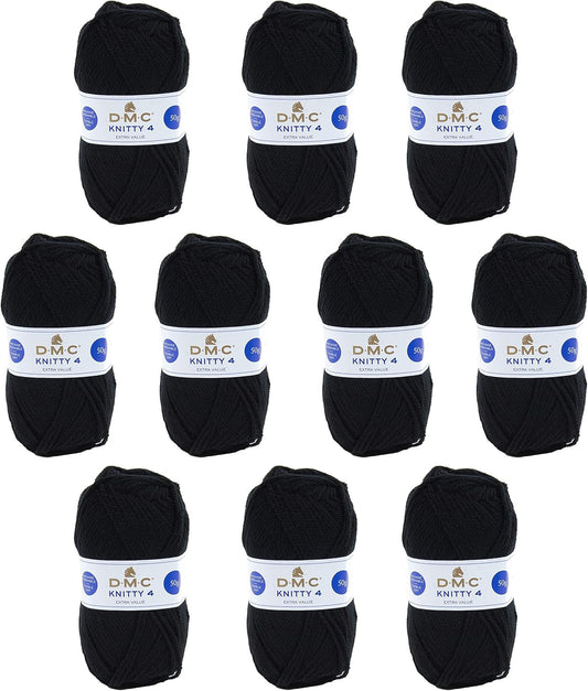 10 pelotes - 100% acrylique - Noir - 965 - 50g - 140m - DMC - Knitty 4 - Tricot