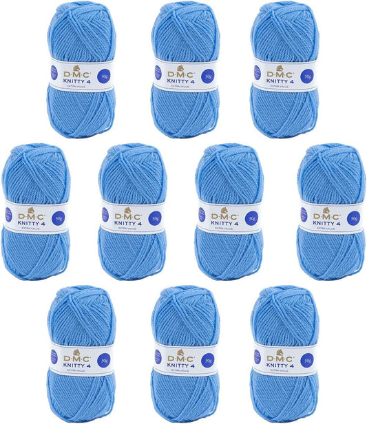 10 pelotes - 100% acrylique - Bleu - 969 - 50g - 140m - DMC - Knitty 4 - Tricot