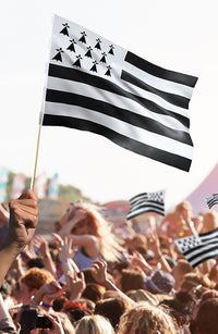 Petit drapeau breton - 30x45cm - Manche en bois - Tissus - Bretagne
