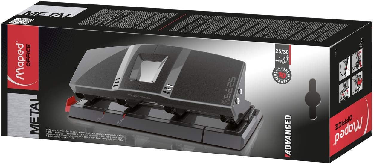 Perforateur - 4 trous - Métal - A4 - 25 à 30 feuilles - Maped Office