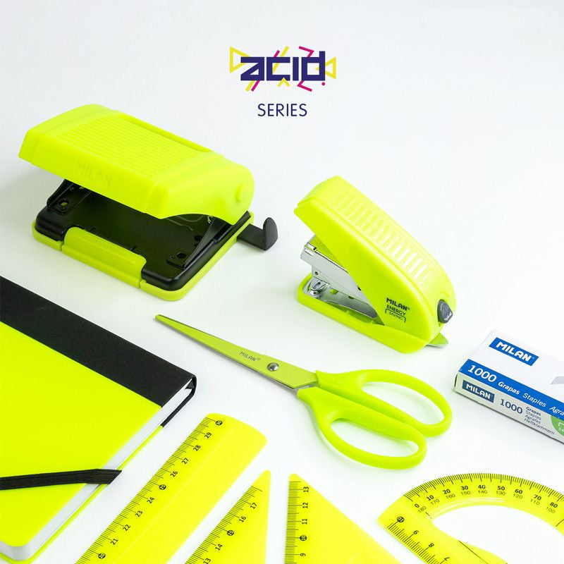 Perforatrice - 2 trous - Pour feuilles jusqu'au format A4 - Jaune fluo - Milan