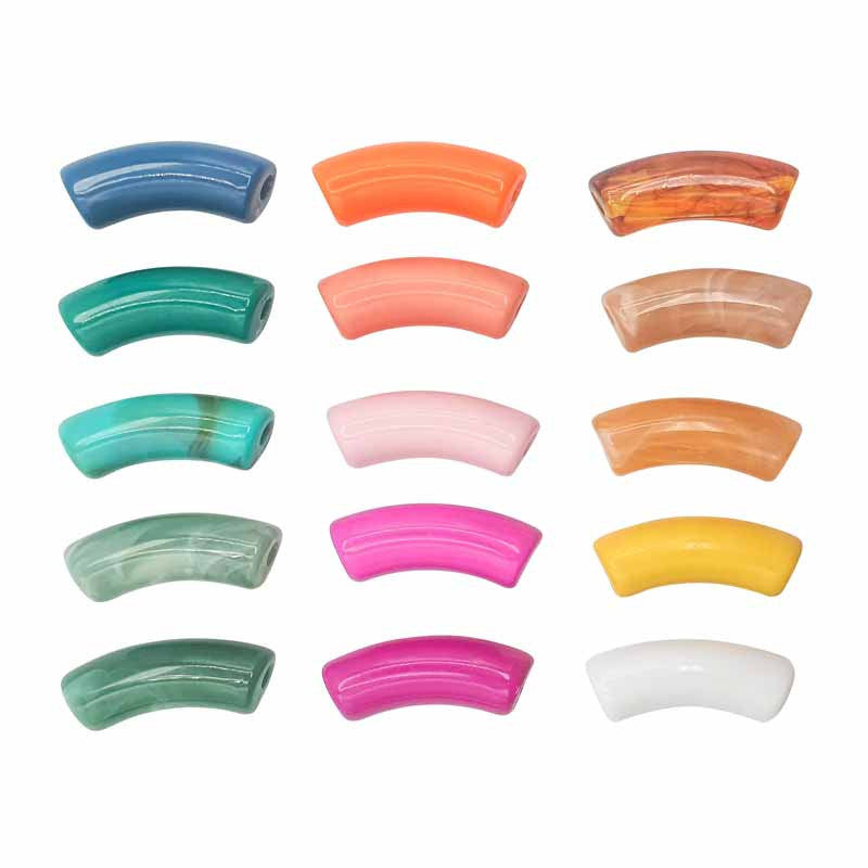 Perles - Incurvés - Couleurs assorties - Plusieurs tailles - Bijoux - 18 pièces