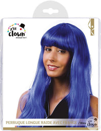 Perruque - Bleu - Avec frange - Déguisement - Cheveux longs - Soirée disco