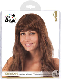 Perruque - Chatain - Marron - Avec frange - Déguisement - Cheveux longs