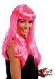 Perruque - Rose - Avec frange - Déguisement - Cheveux longs - Femme