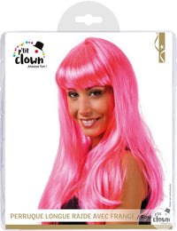 Perruque - Rose - Avec frange - Déguisement - Cheveux longs - Femme