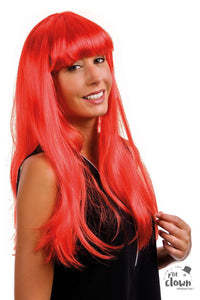 Perruque - Rouge - Avec frange - Déguisement - Cheveux longs - Femme