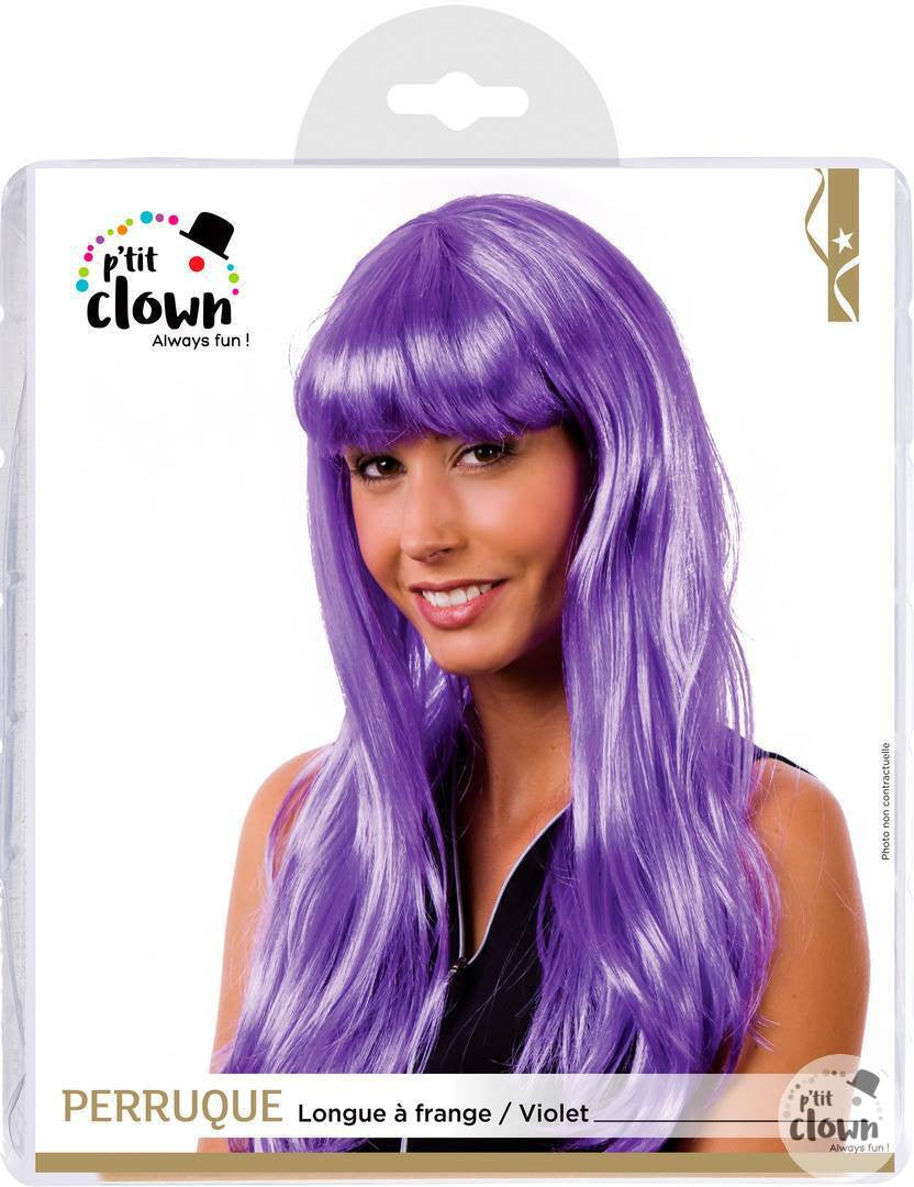 Perruque - Violet - Avec frange - Déguisement - Cheveux longs - Femme