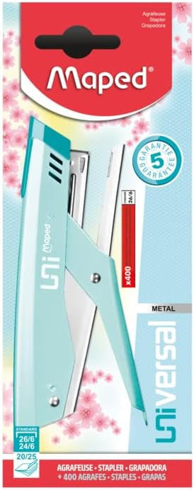 Pince agrafeuse - Bureau - Agrafes 26/6 24/6 - Métal - Bleu pastel - Maped