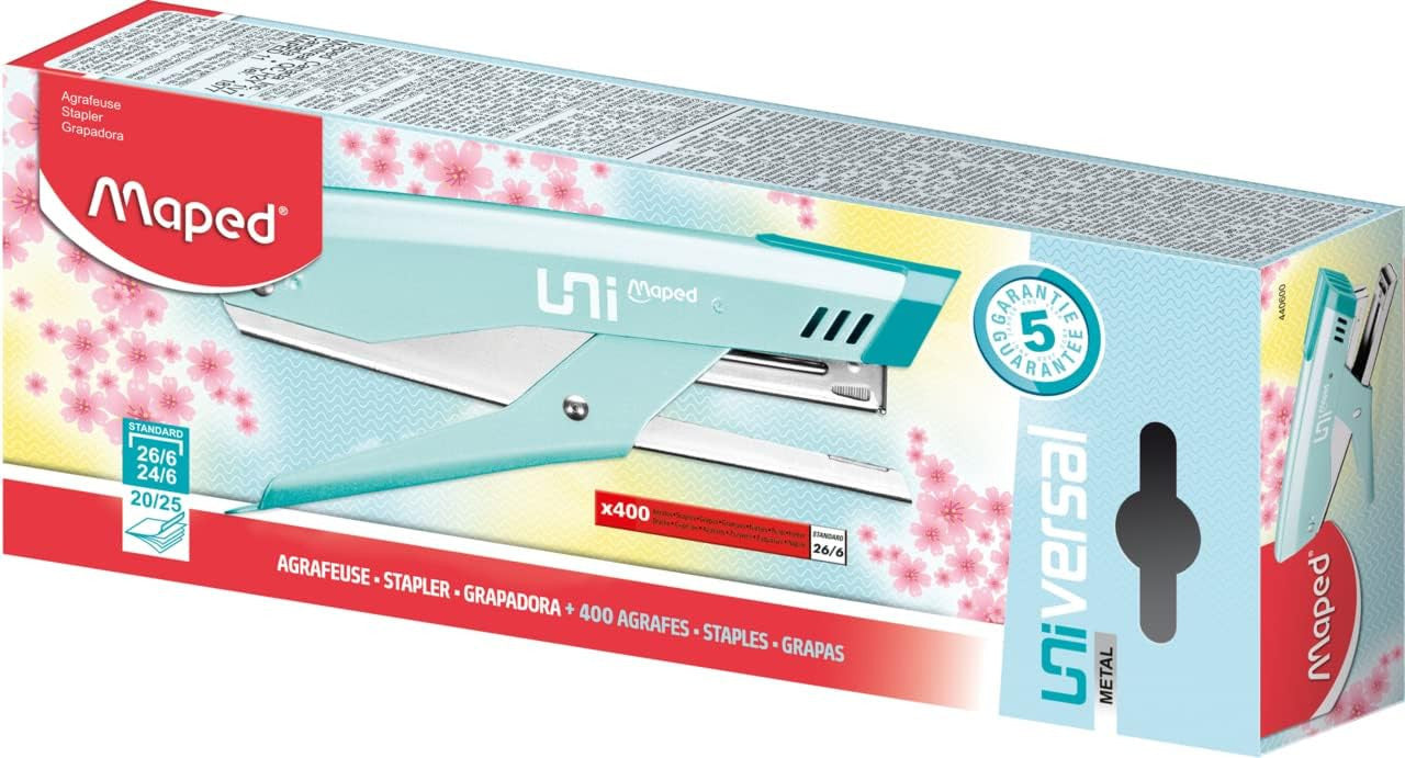 Pince agrafeuse - Bureau - Agrafes 26/6 24/6 - Métal - Bleu pastel - Maped