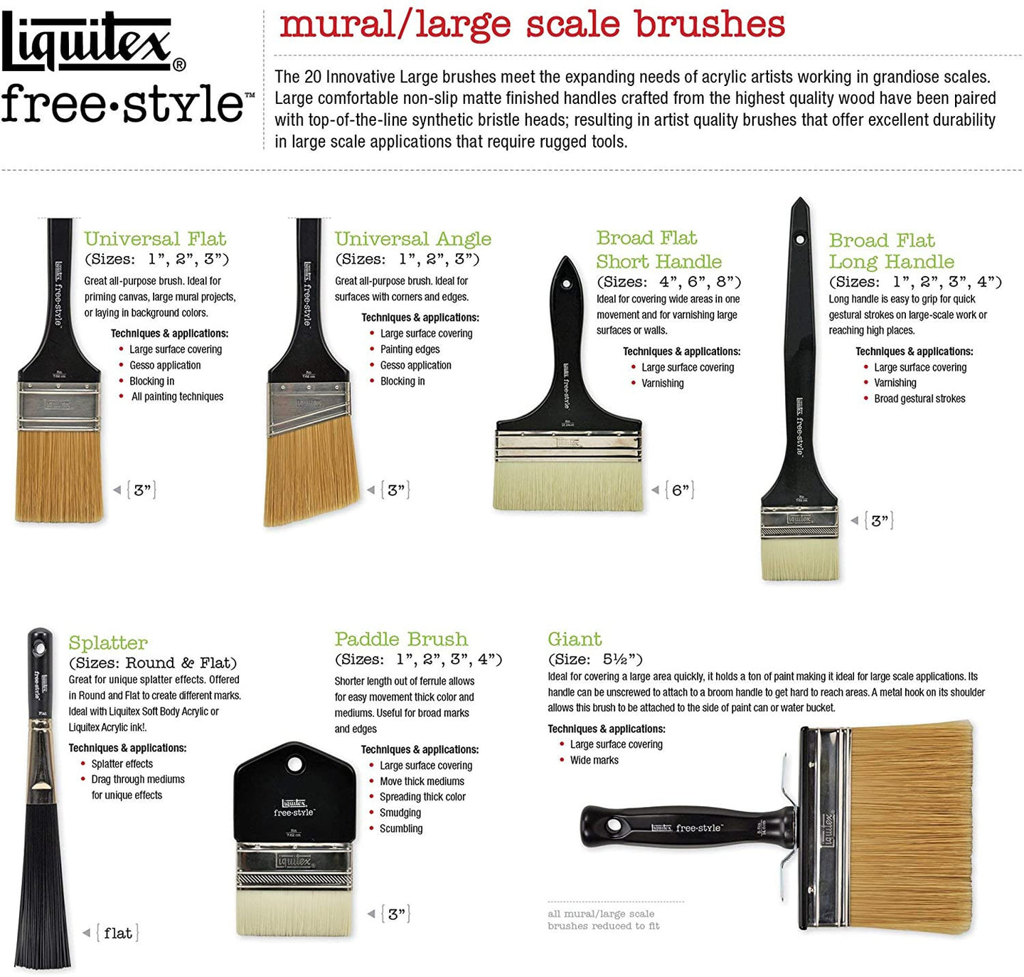 Pinceau brosse universel biseauté Freestyle 5,08cm - Liquitex