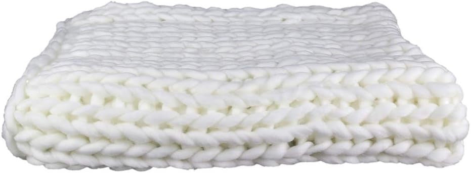 Plaid - Couverture - Ecru - Grosse maille - Chaude - Cocooning - Cosy - 1,5x1,2m