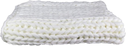 Plaid - Couverture - Ecru - Grosse maille - Chaude - Cocooning - Cosy - 1,5x1,2m