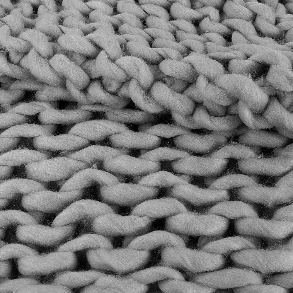 Plaid - Couverture - Gris - Grosse maille - Chaude - Cocooning - Cosy - 1,5x1,2m