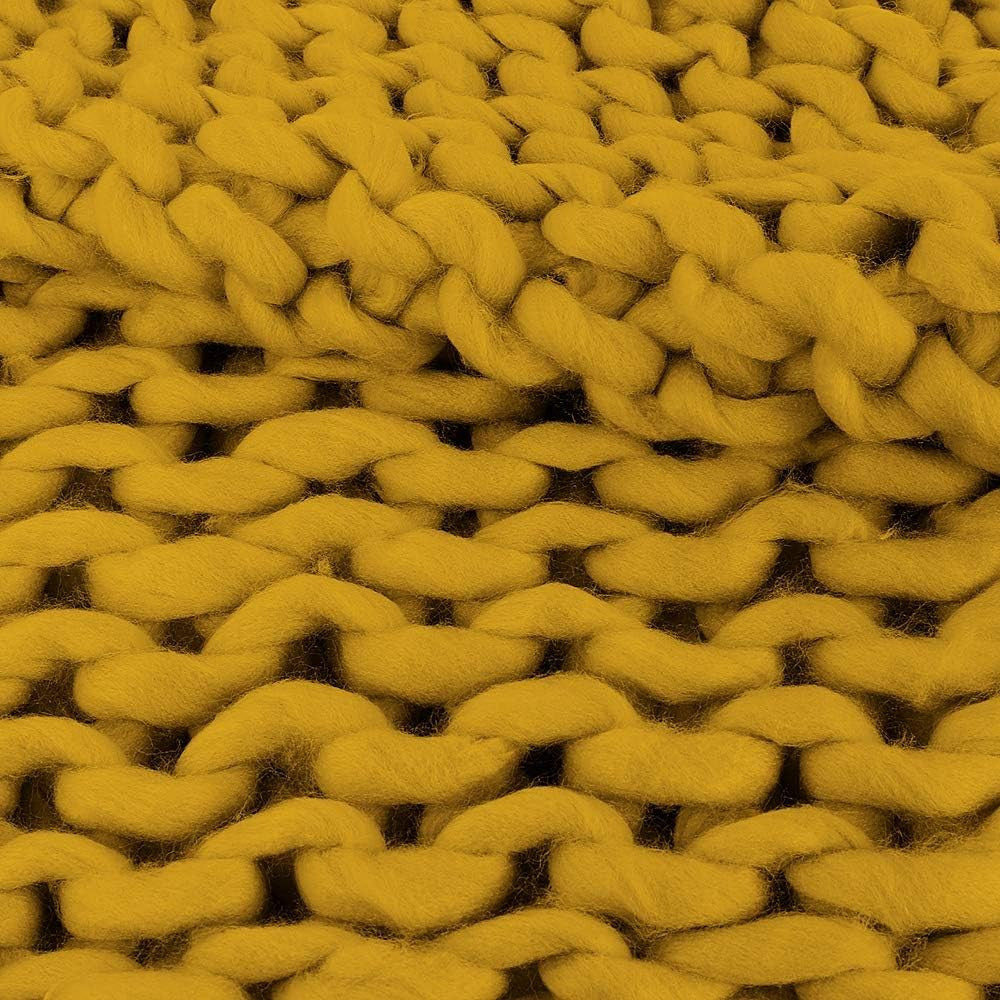 Plaid - Couverture - Jaune - Grosse maille - Chaude - Cocooning - Cosy - 1,5x1,2m