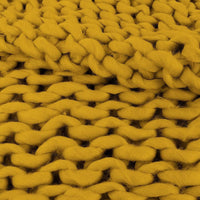 Plaid - Couverture - Jaune - Grosse maille - Chaude - Cocooning - Cosy - 1,5x1,2m