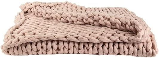 Plaid - Couverture - Rose - Grosse maille - Chaude - Cocooning - Cosy - 1,5x1,2m