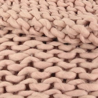 Plaid - Couverture - Rose - Grosse maille - Chaude - Cocooning - Cosy - 1,5x1,2m