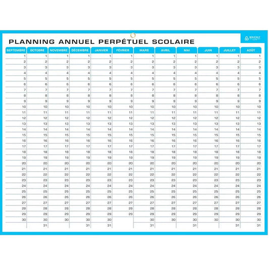 Planning Perpétuel Effaçable Hebdomadaire Et Annuel Scolaire 42X32Cm