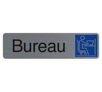 Plaque adhésive - Bureau - Avec pictogramme - Imitation alu - 16,5x4,4cm - Signalétique
