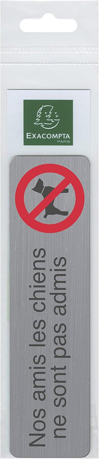 Plaque adhésive - Chiens interdits - Imitation alu - 16,5x4,4cm - Signalétique