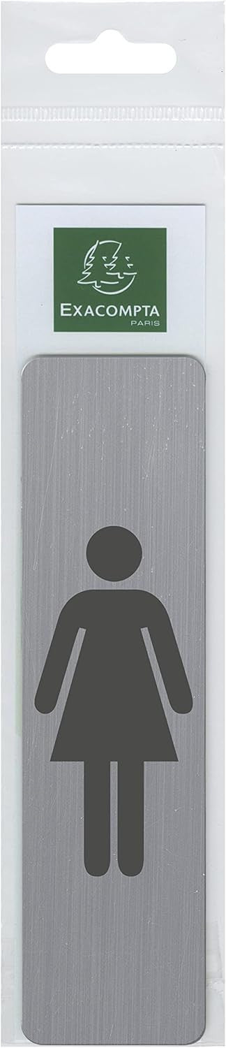 Plaque adhésive - Picto femme - Toilette - Imitation alu - 16,5x4,4cm - Signalétique