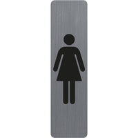 Plaque adhésive - Picto femme - Toilette - Imitation alu - 16,5x4,4cm - Signalétique