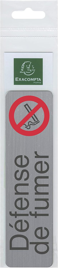 Plaque adhésive - Défense de fumer - Imitation alu - 16,5x4,4cm - Signalétique