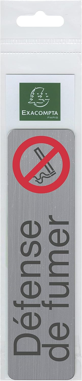 Plaque adhésive - Défense de fumer - Imitation alu - 16,5x4,4cm - Signalétique
