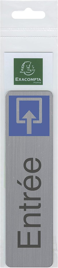 Plaque adhésive - Entrée - Avec pictogramme - Imitation alu - 16,5x4,4cm - Signalétique
