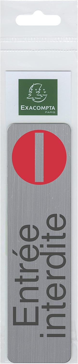 Plaque adhésive - Entrée interdite - Imitation alu - 16,5x4,4cm - Signalétique